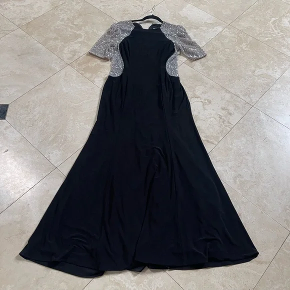 green emerald velvet dress Xscape Off Shoulder Long Sleeve Velvet Evening Gown 5809X